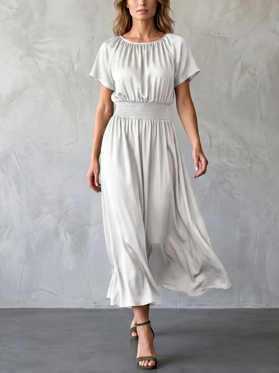 Batwing Sleeves Neck Maxi Dress