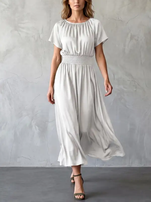 Batwing Sleeves Neck Maxi Dress