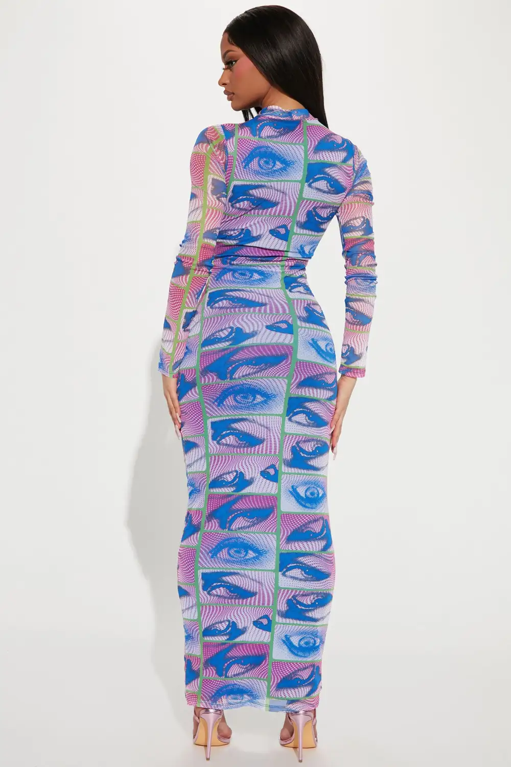 Eyes One You Mesh Maxi Dress - Blue/combo