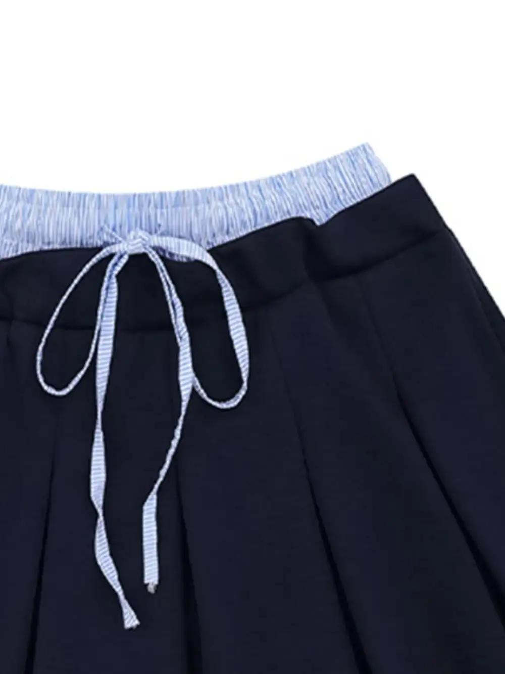 Pleated Drawstring Mini Skirt