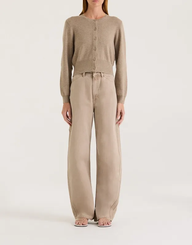 Cacao Cropped Button Front Cardigan