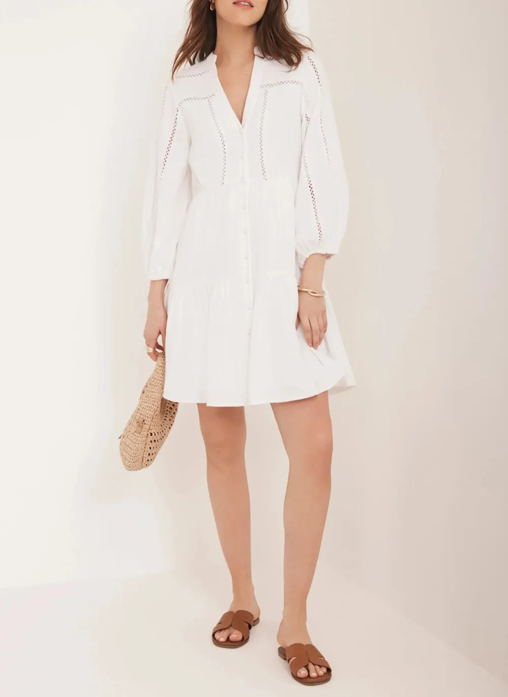Casual Style Cotton Mini Dress
