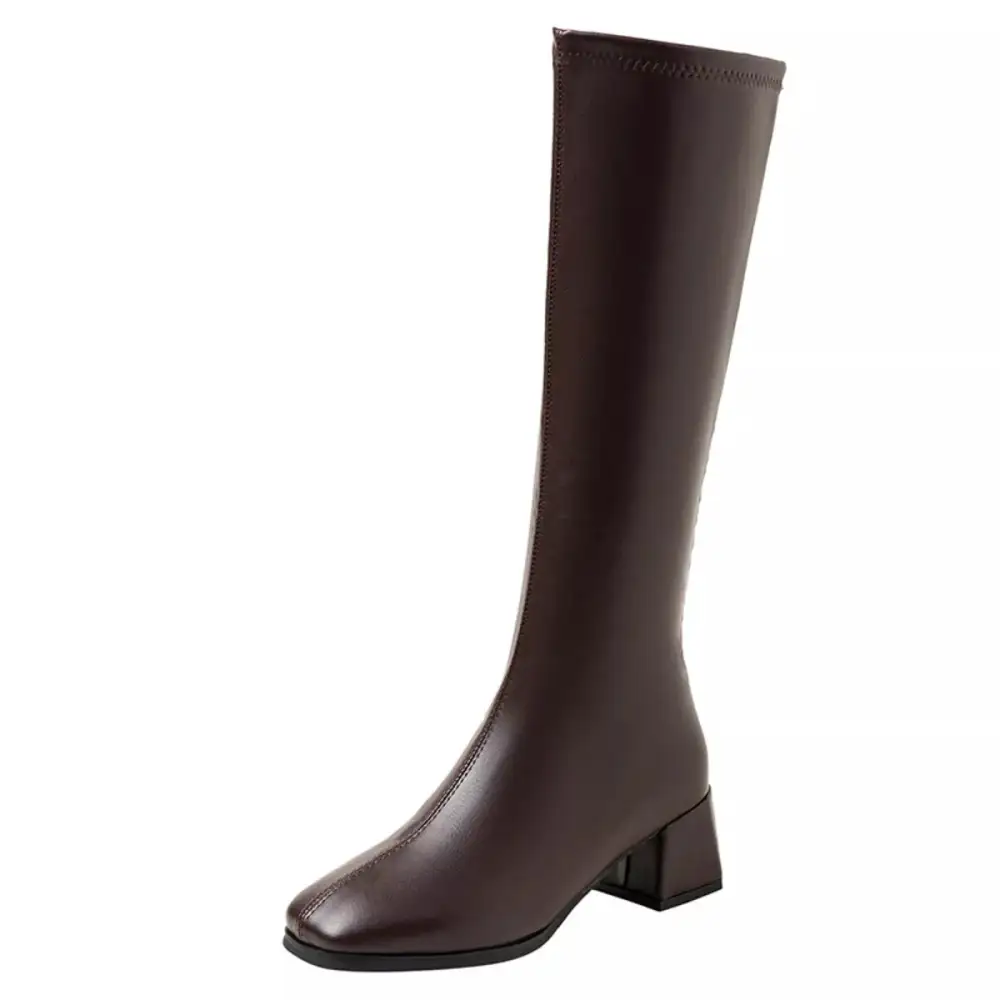 Refined Square Toe Block Heel Boots