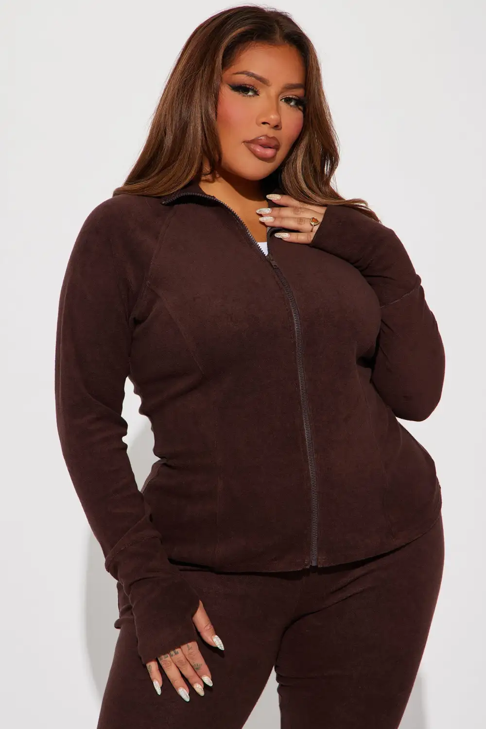 Weekend Chill Terry Cloth Pant Set - Chocolate