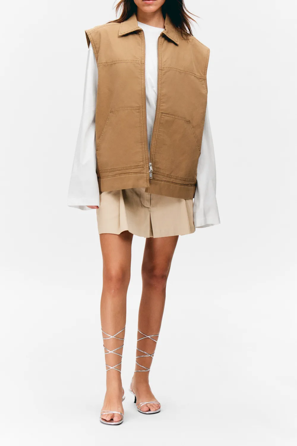 Pocketed Zip Up Vest