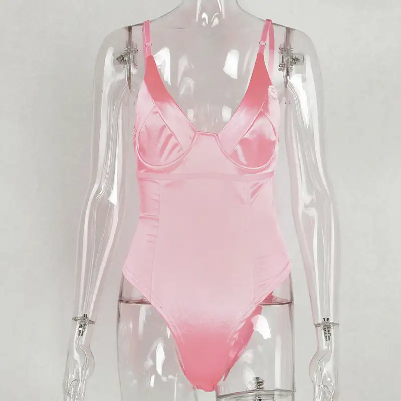 Satin Underwire Bodysuit with High-Cut Design