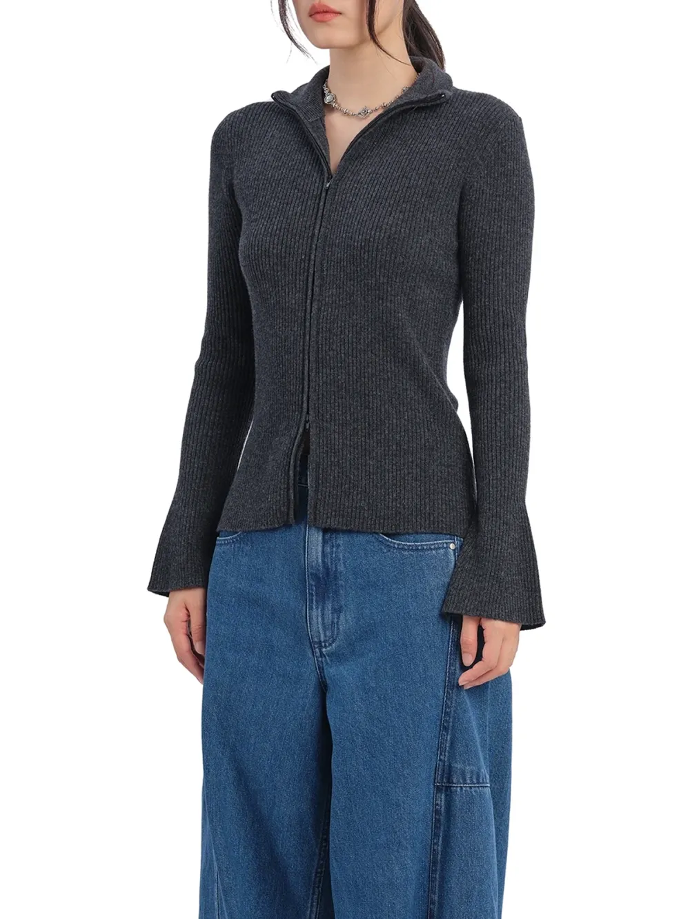 Slim - Fit Zip - Up Knit Cardigan