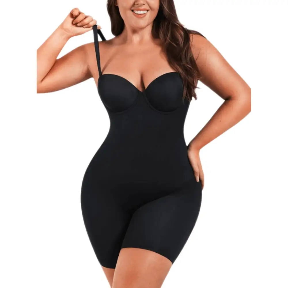 Open Bust Mid Thigh Shaping Bodysuit