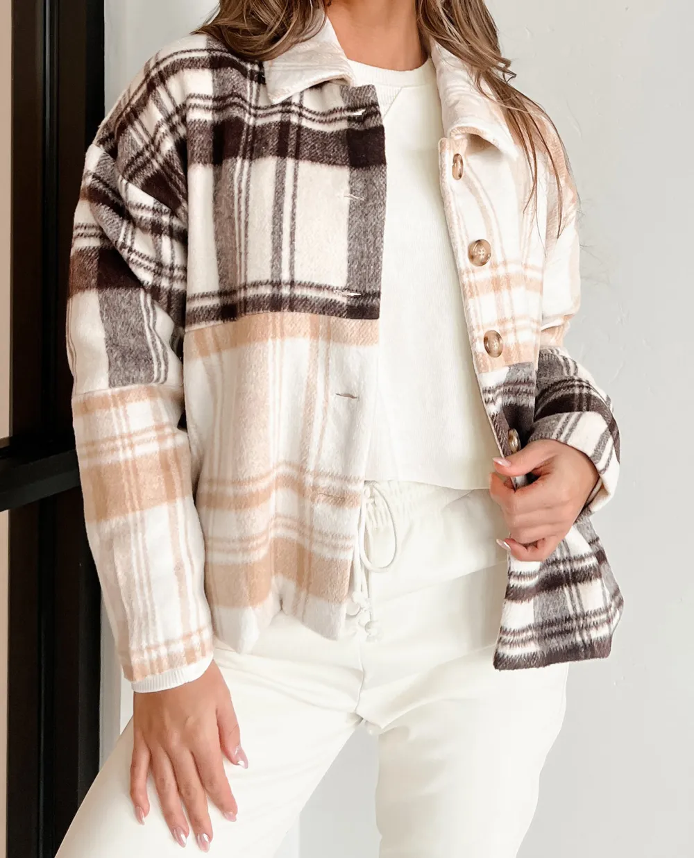 Mixed Plaid Oversized Jacket