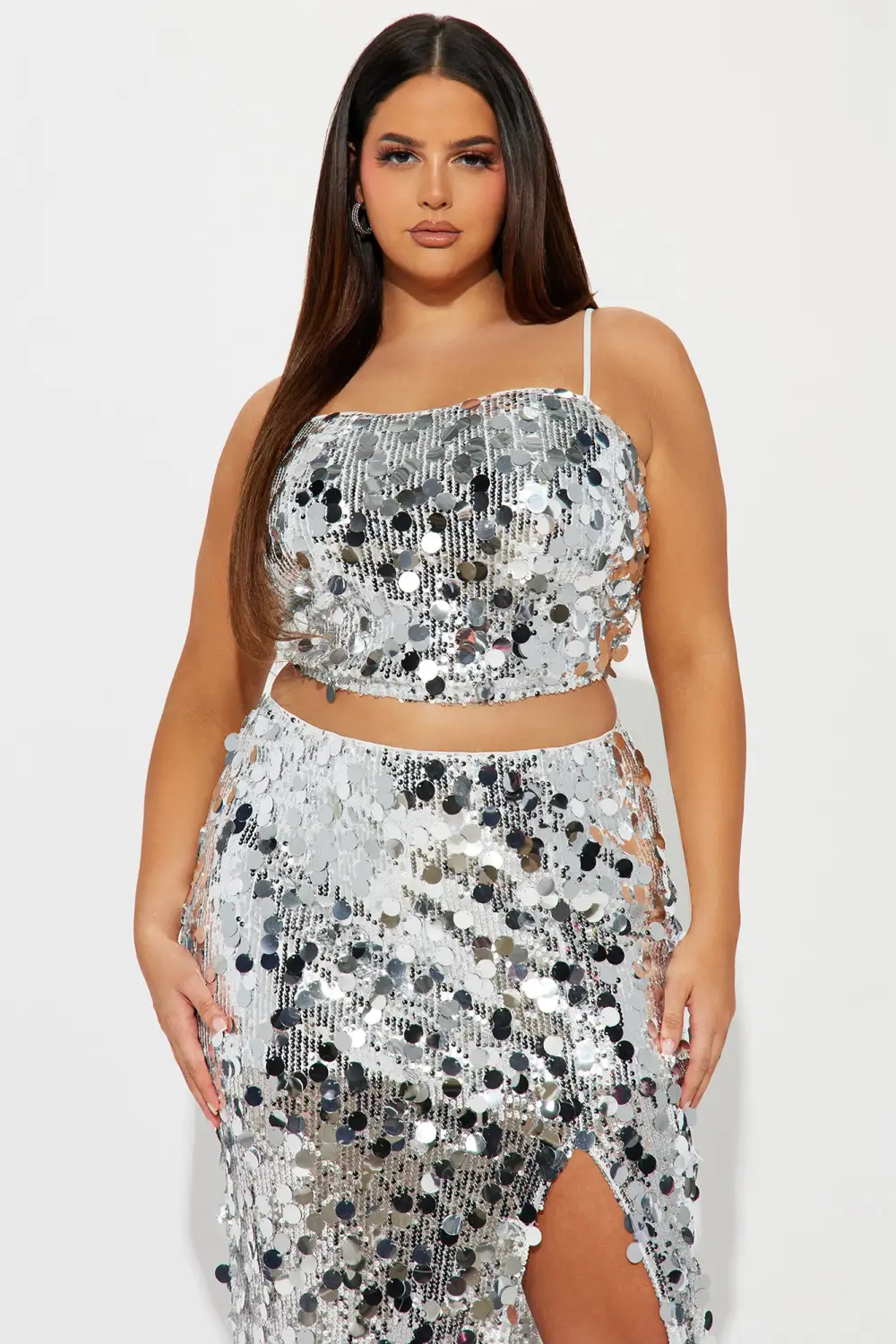 Radiant Sequin Skirt Set - Silver