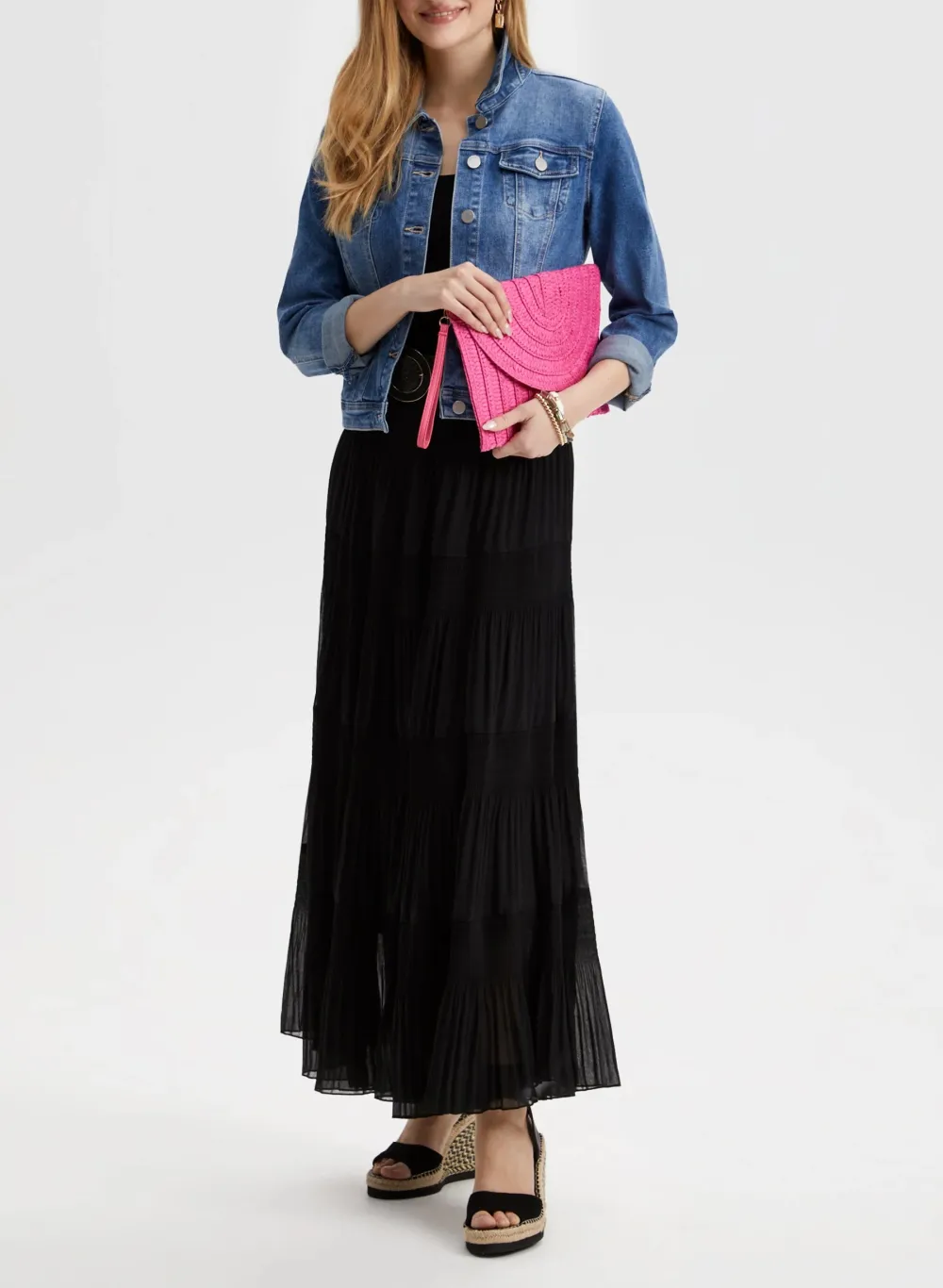 Tulle Pleated Maxi Skirt