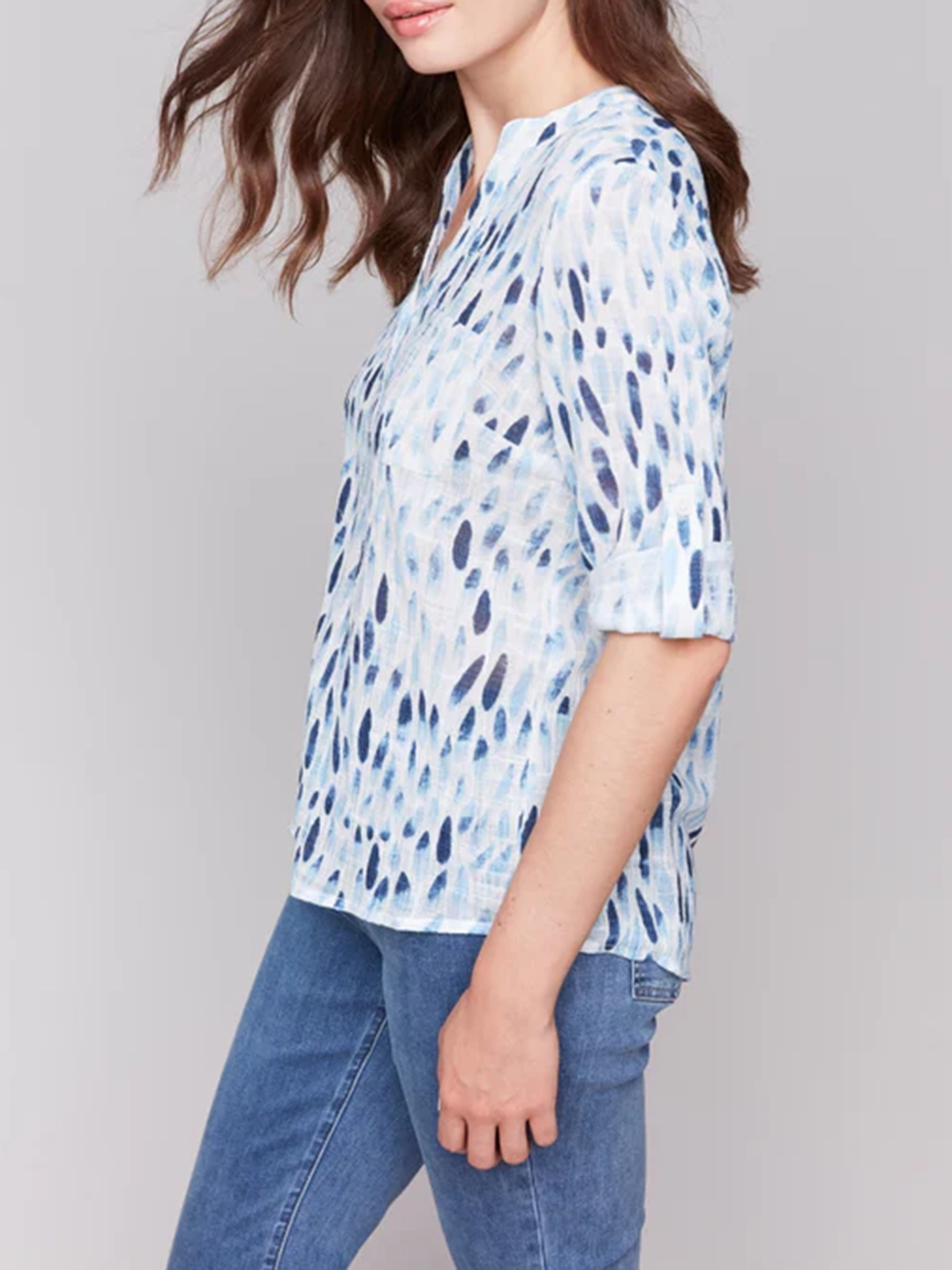 Artistic Cotton V-Neck Short Sleeves