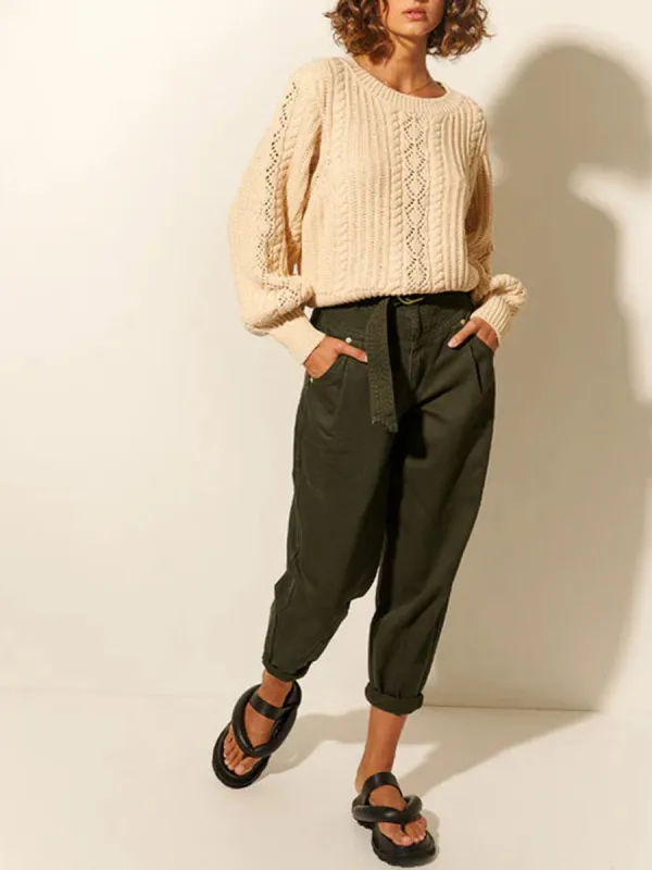 Cream Textured Knit Sweater