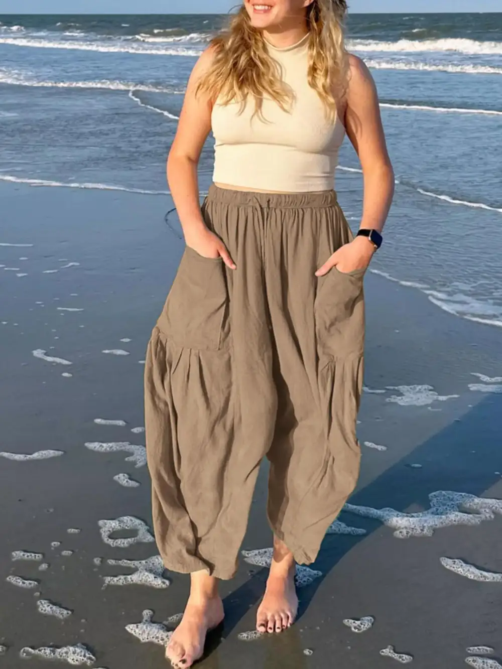 Full Size Drawstring Pants With Pocket Plus Size