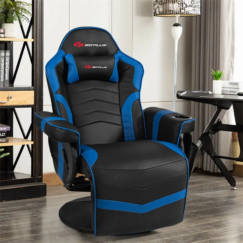 Ergonomic High Back Massage Gaming Chair Racing Style Gaming Recliner with Adjustable Backrest Footrest