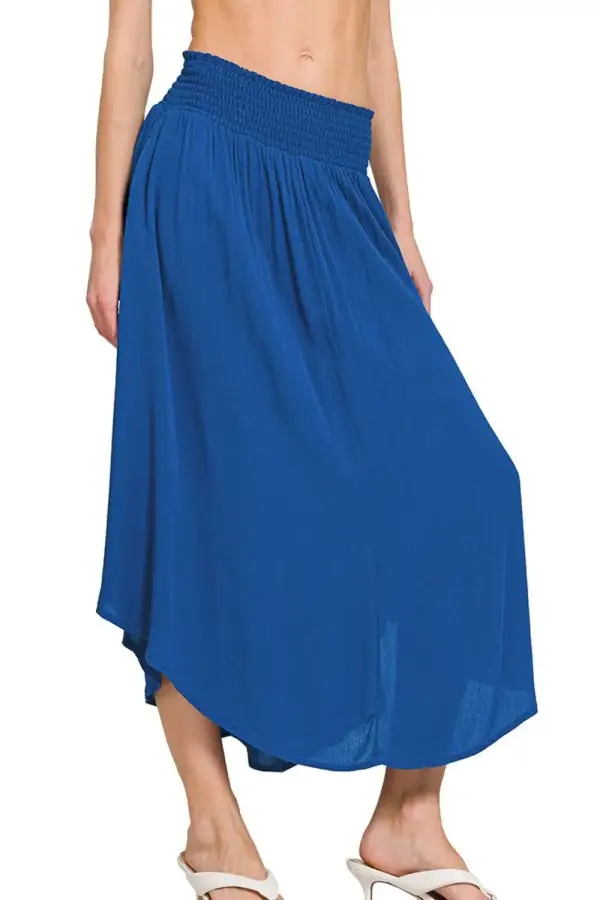 Easygoing Smocked Pocket Maxi Skirt