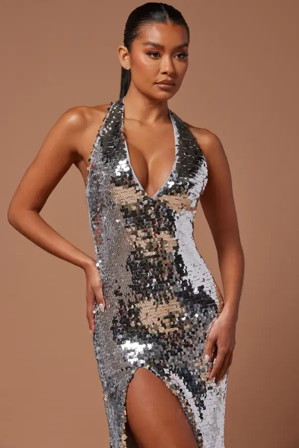 Grace Lynn Sequin Gown - Silver