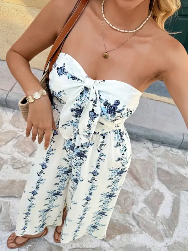 Easygoing Wide Leg Strapless Jumpsuit
