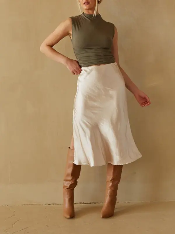 Ruched High Neck Tank Top