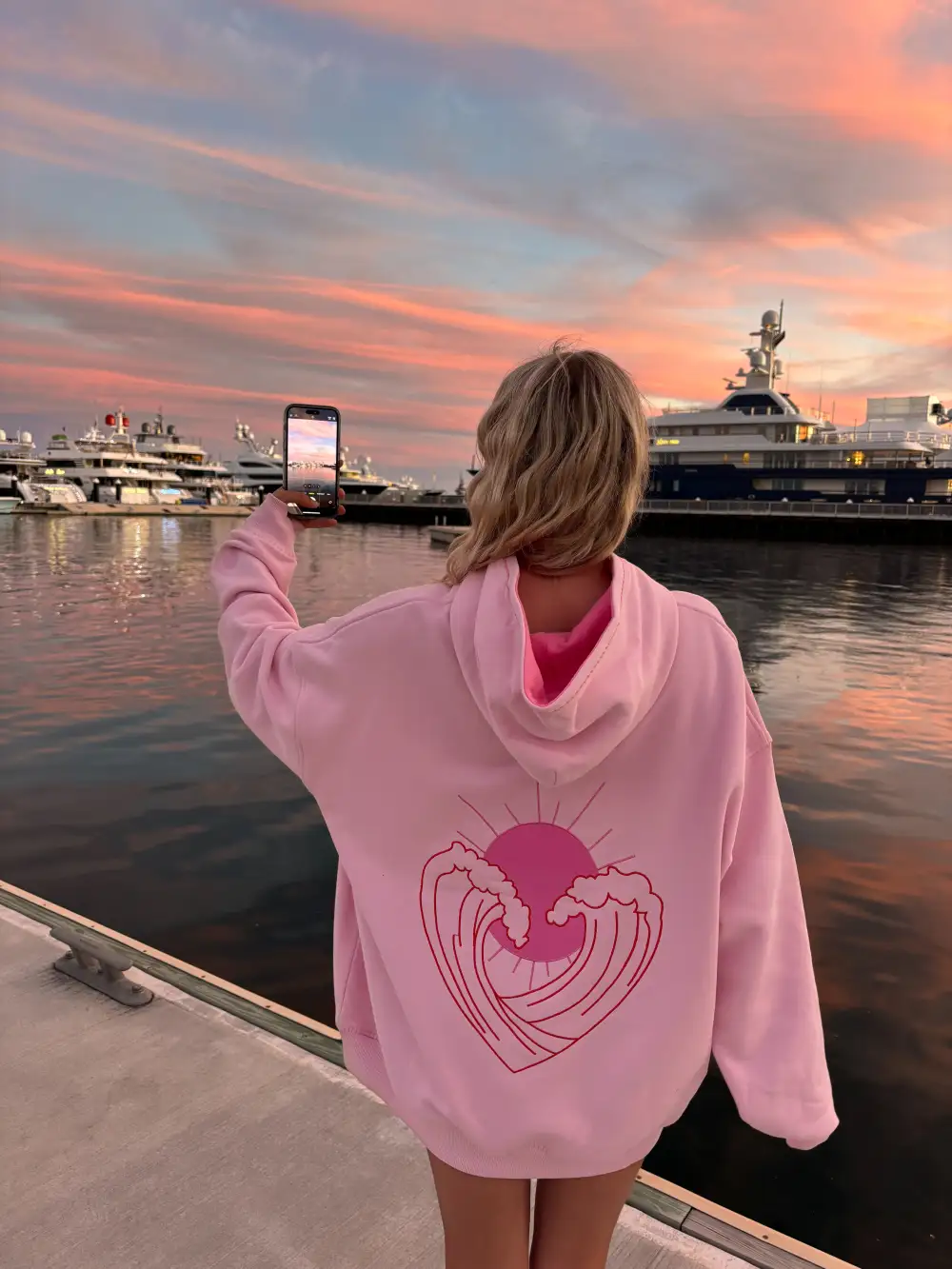 Bubblegum Ocean Heart Stitched Hoodie