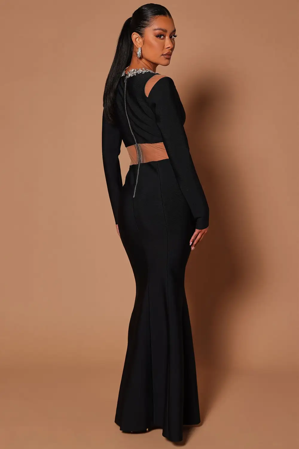 Vara Bandage Embellished Maxi Dress - Black