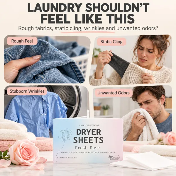 Fabric Softener Dryer Sheets, Long-Lasting Fragrance, Anti-Static, Wrinkle Release, Natural Scent, Laundry Freshener Sheets