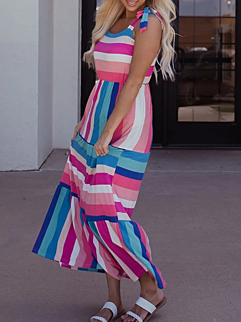 Colorblock Sleeveless Elegant Dress