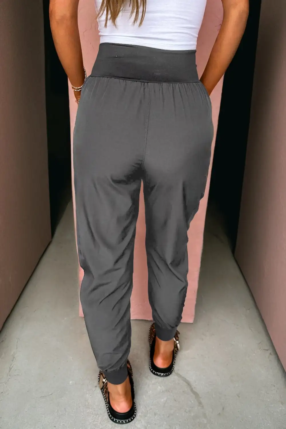 Elastic High Rise Pocketed Cargo Jogger Pants