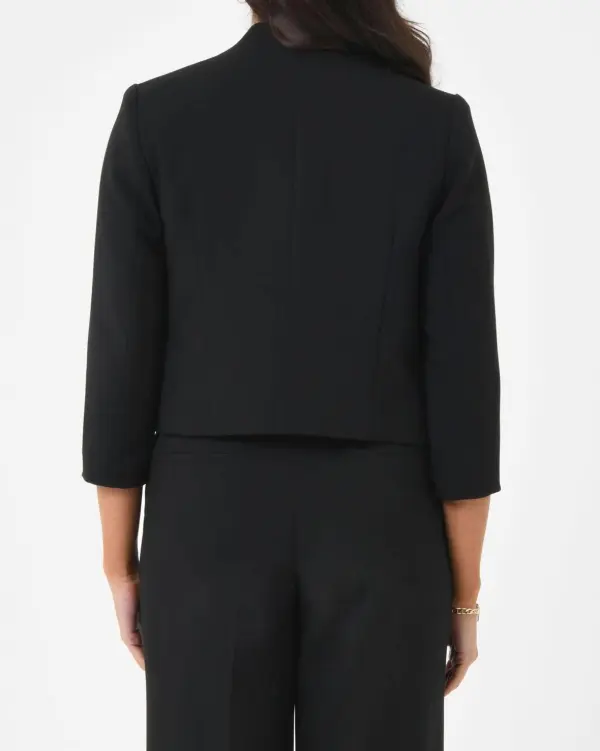 Collarless Crop Jacket -Black