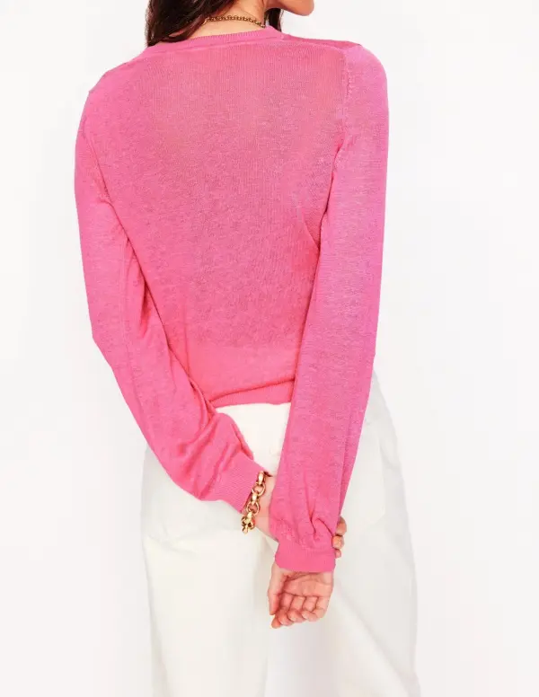 Pink Rose Linen Sweater