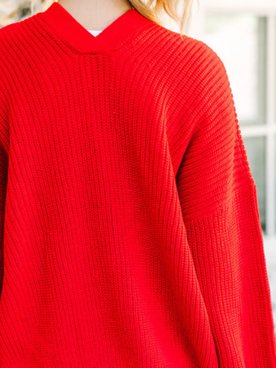 Red Bubble Sleeve Cardigan