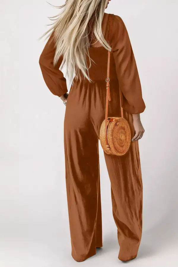 Modern Smocked Wide Leg Jumpsuit