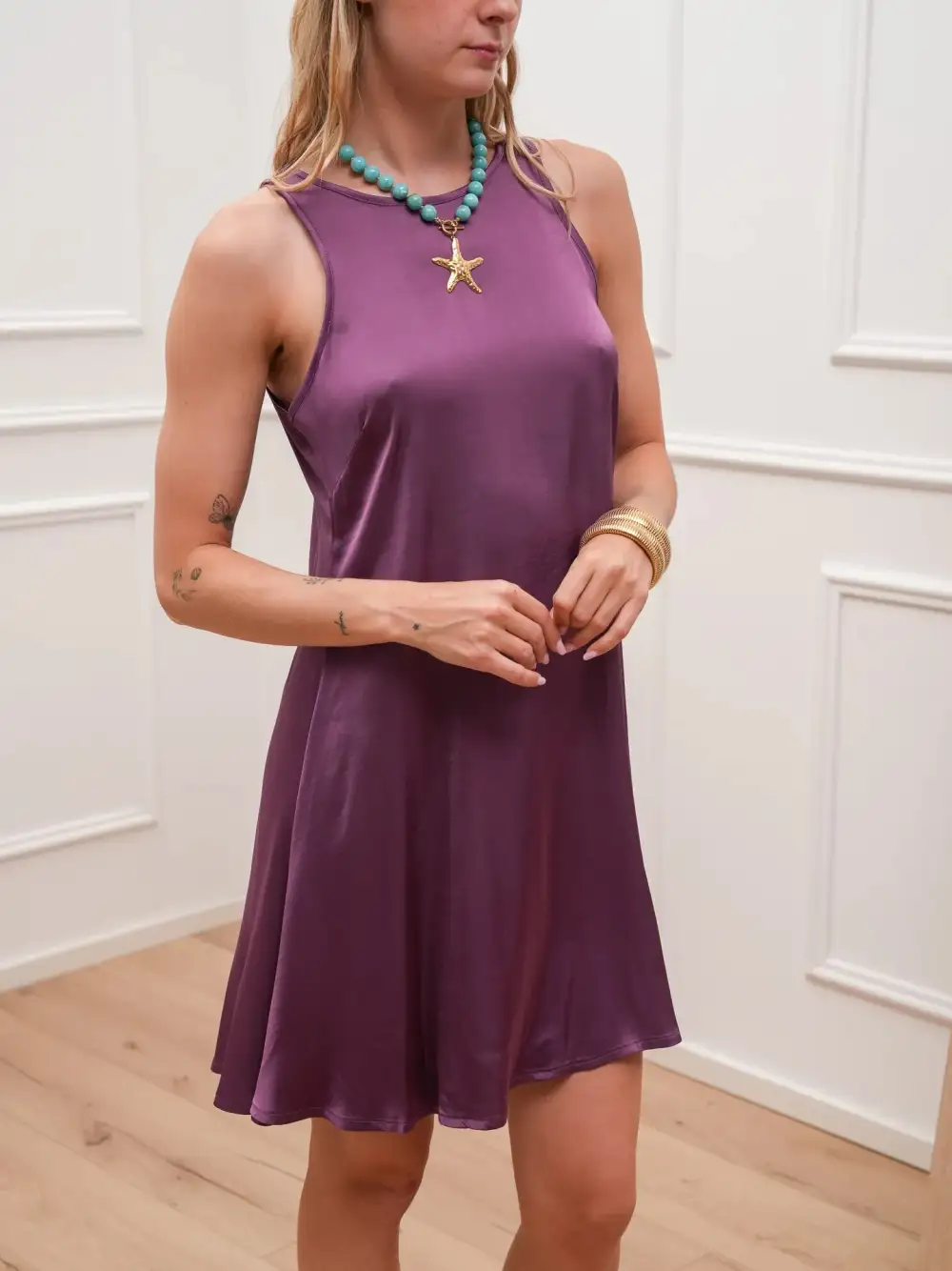 Layered Mini a Line Satin Top