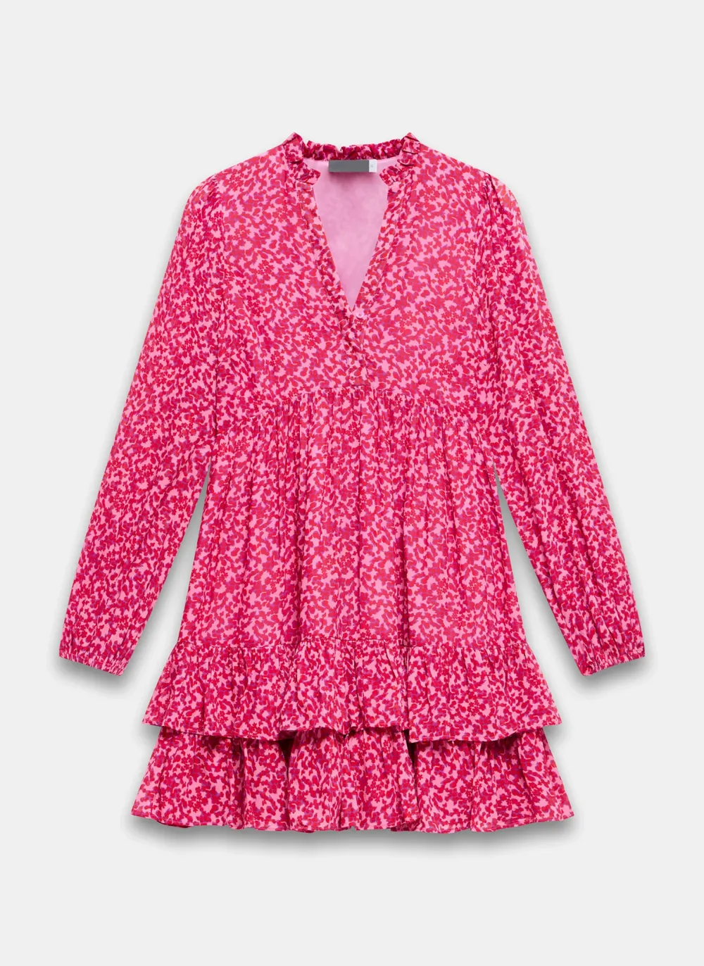 Casual Style Pink Floral Print Mini Dress