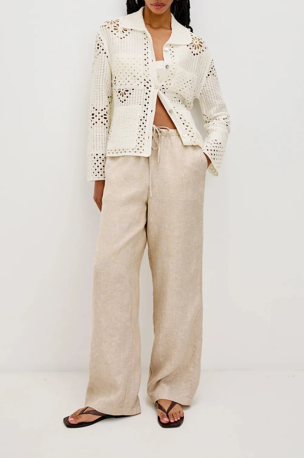 Buttonless Mesh Knit Sweater