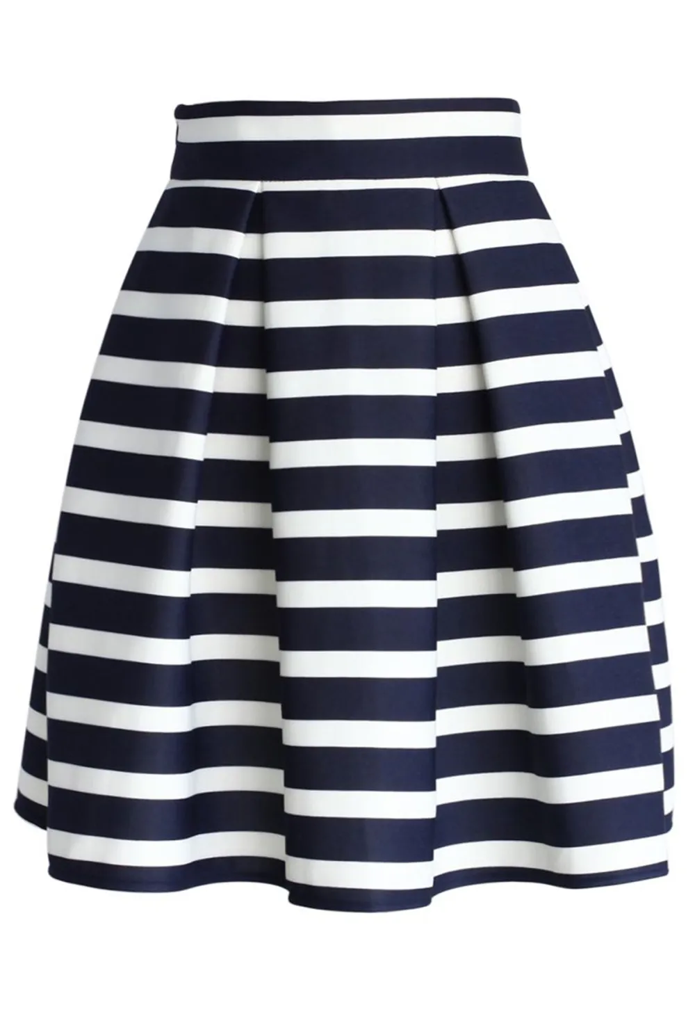 ADORABLE STRIPE PLEATED A-LINE MIDI SKIRT