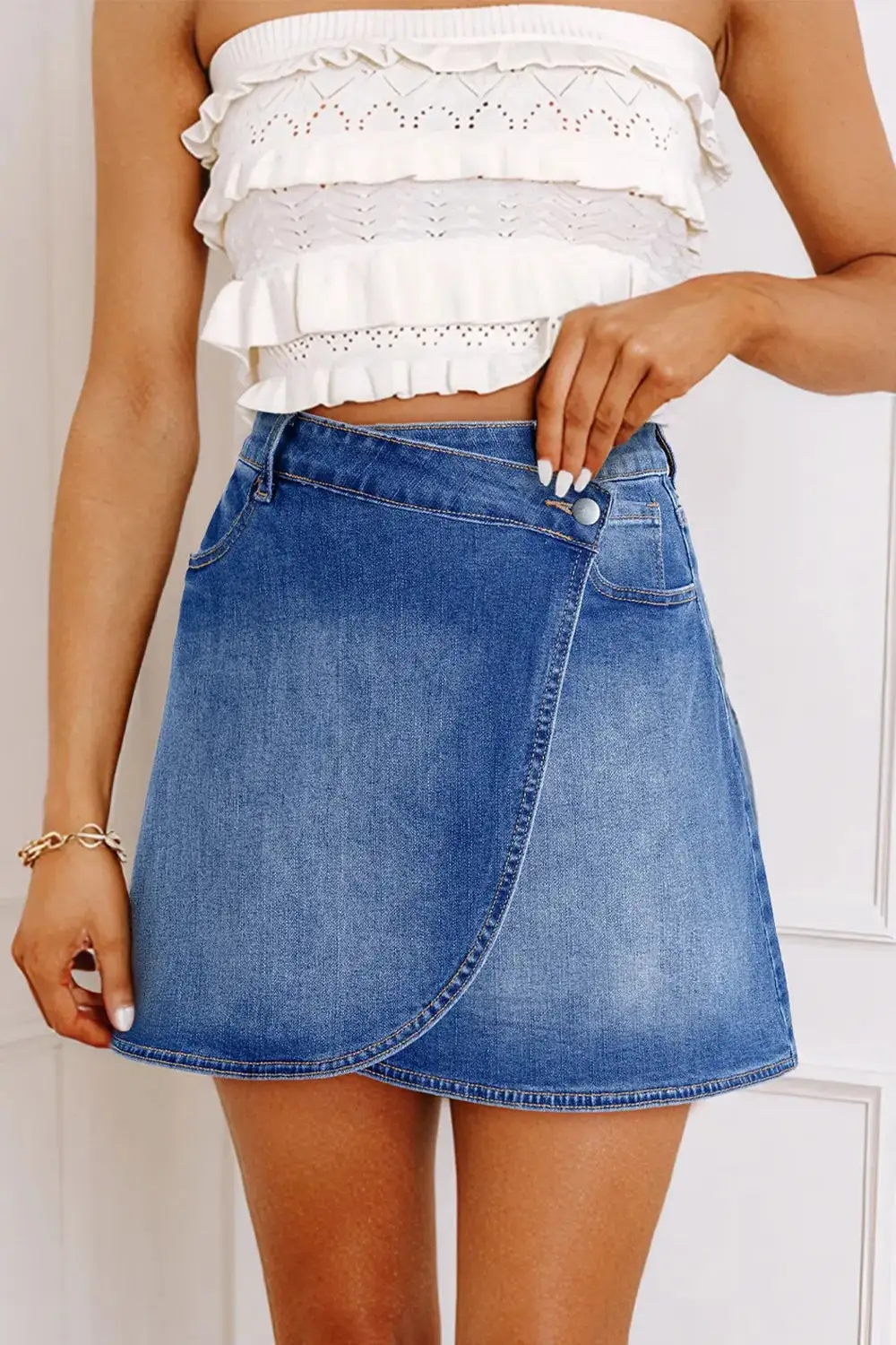 Denim Wrapped Mini Skirt