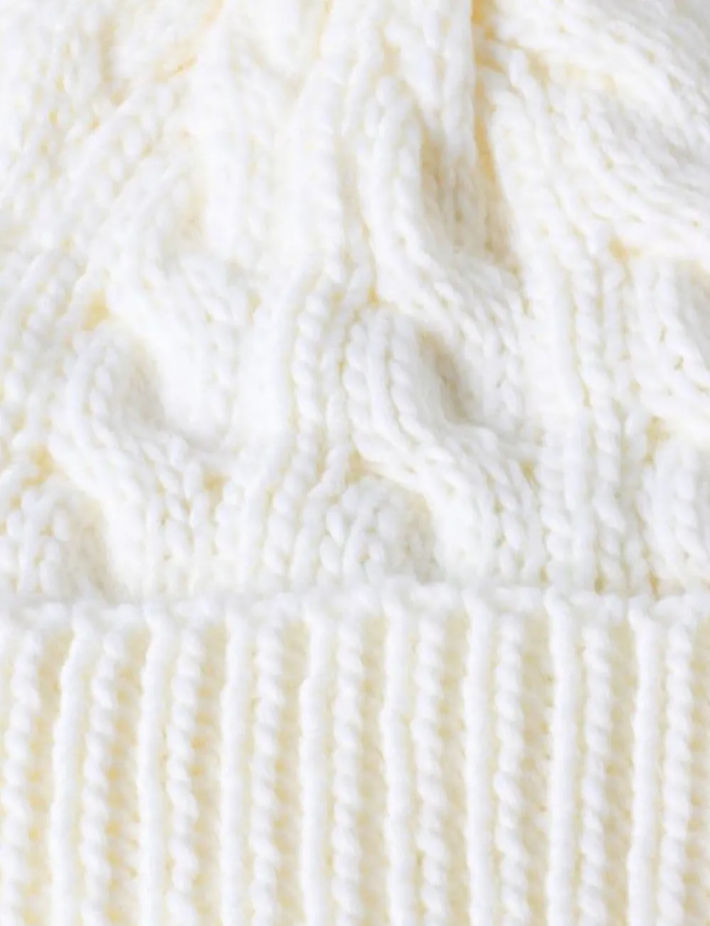 Ivory Cable Knit Pom Pom Hat
