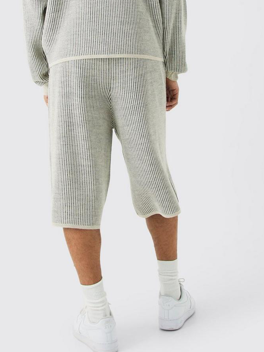 PALM JACQUARD RIBBED KNITTED JORT