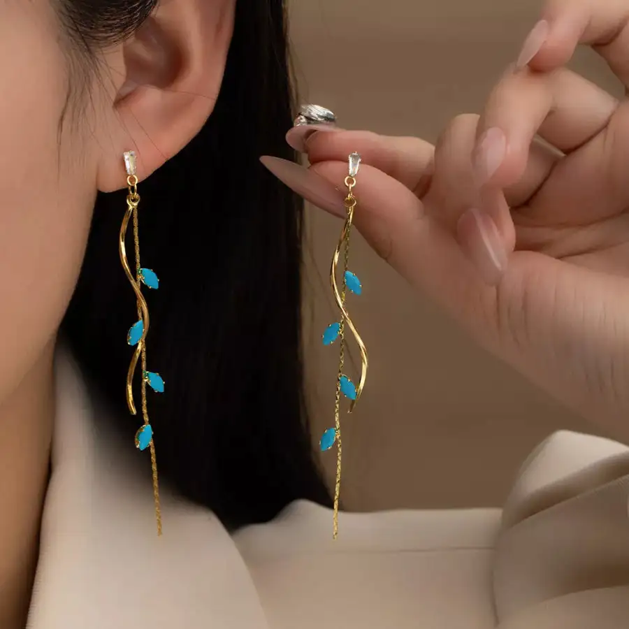 K Gold Plated Chain Drop Earrings