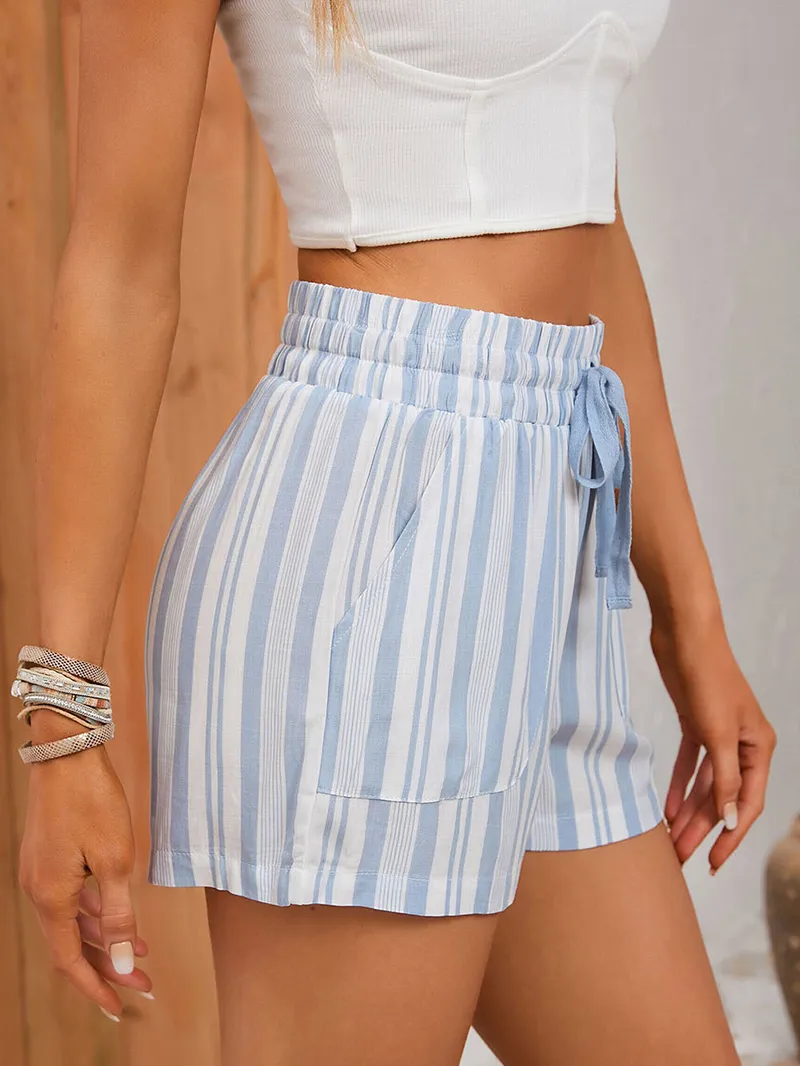 Tie Waist Wide Waistband Shorts