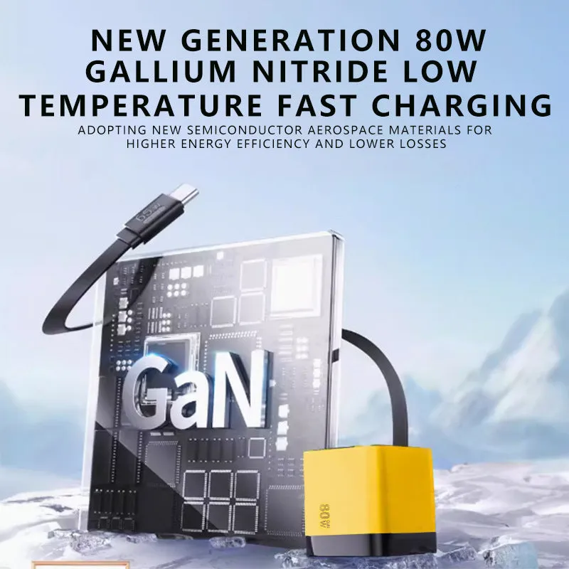 GaN Charger with Built-in Retractable Cable