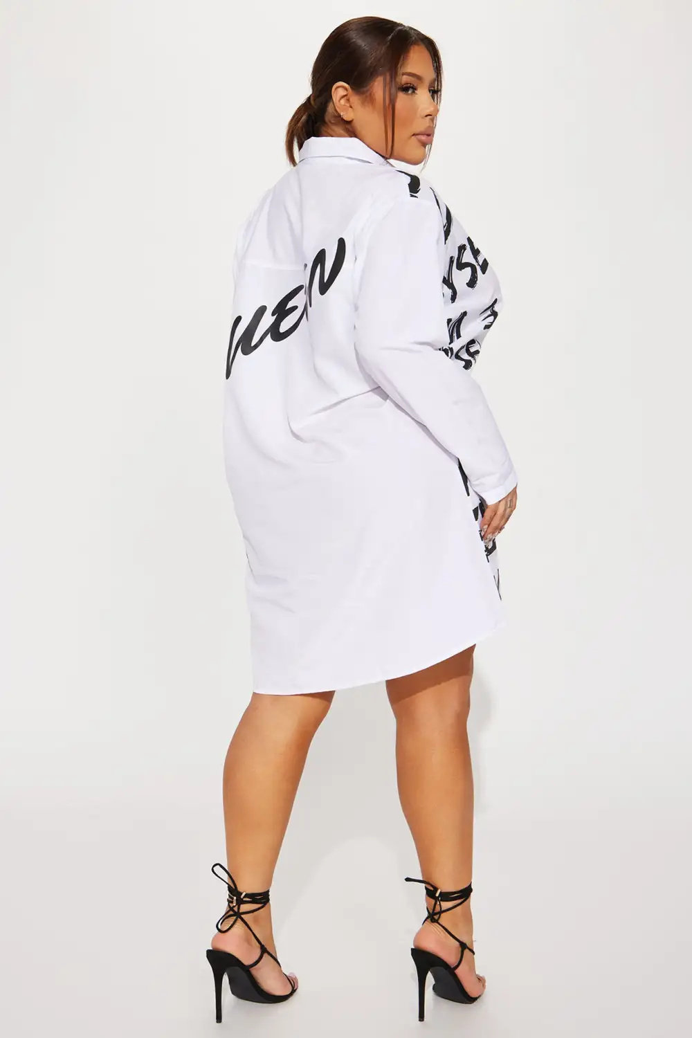No Words Shirt Mini Dress - White/Black