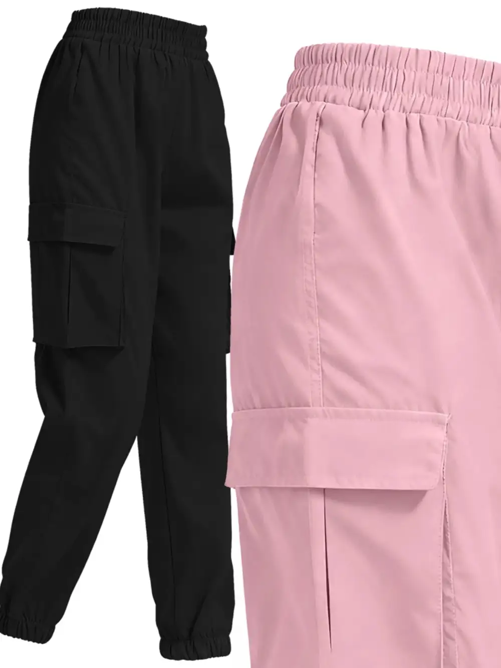 Piece Elastic Waist Cargo Pants