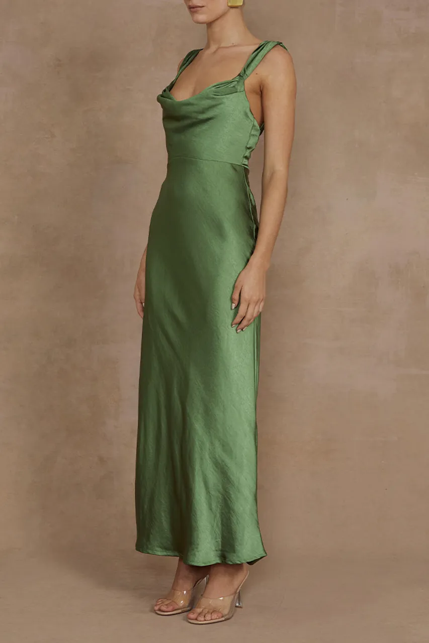 White Silky Fabric Gown Midi Dress