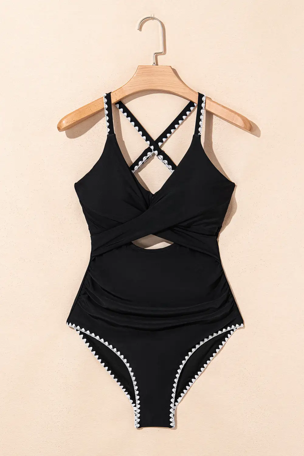 Ric Rac Trim Contrasted One Piece Swimsuit