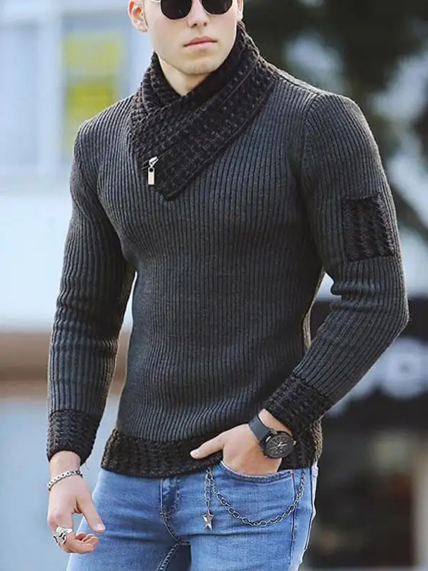 Zip Front Collared Sweater