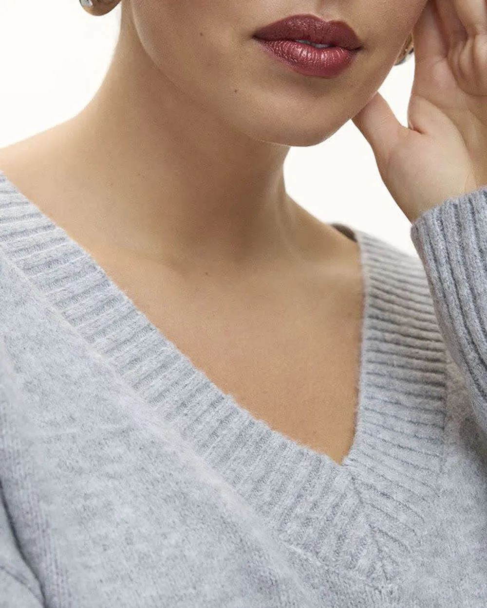 Plush Soft Long-Sleeve V-Neck Sweater
