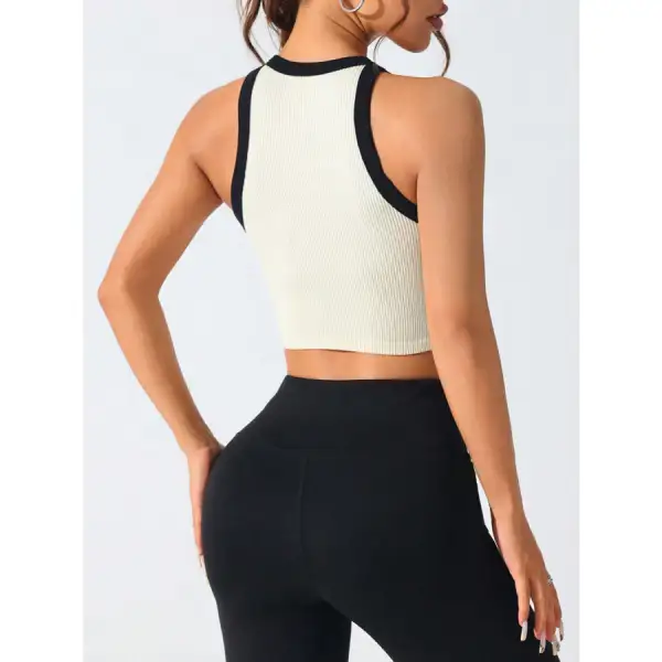 Contrast Trim Round Neck Active Tank
