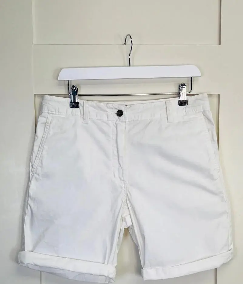 White High Waisted Chino Shorts